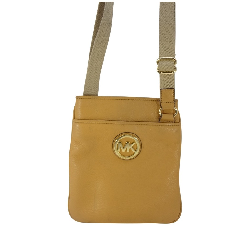 Michael Kors Fulton Crossbody Bag Small Yellow Pebbled Leather Gold